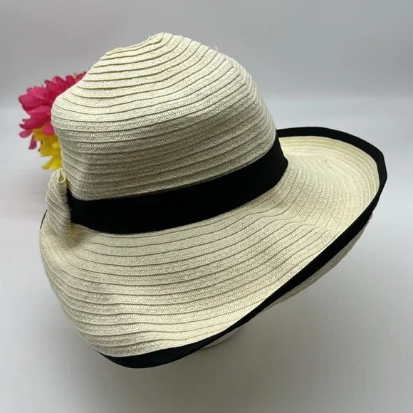 San Diego Hat Company Off White Hat Black Hat with Bow HT6667 - Picture 2 of 5